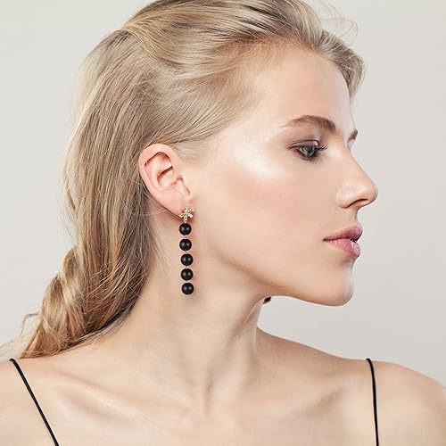 Miniatura 4 de Kigeli 600 cuentas redondas de ónix negro mate natural de ágata negra esmerilada, cuentas sueltas para hacer joyas, pulseras, collares, bricolaje