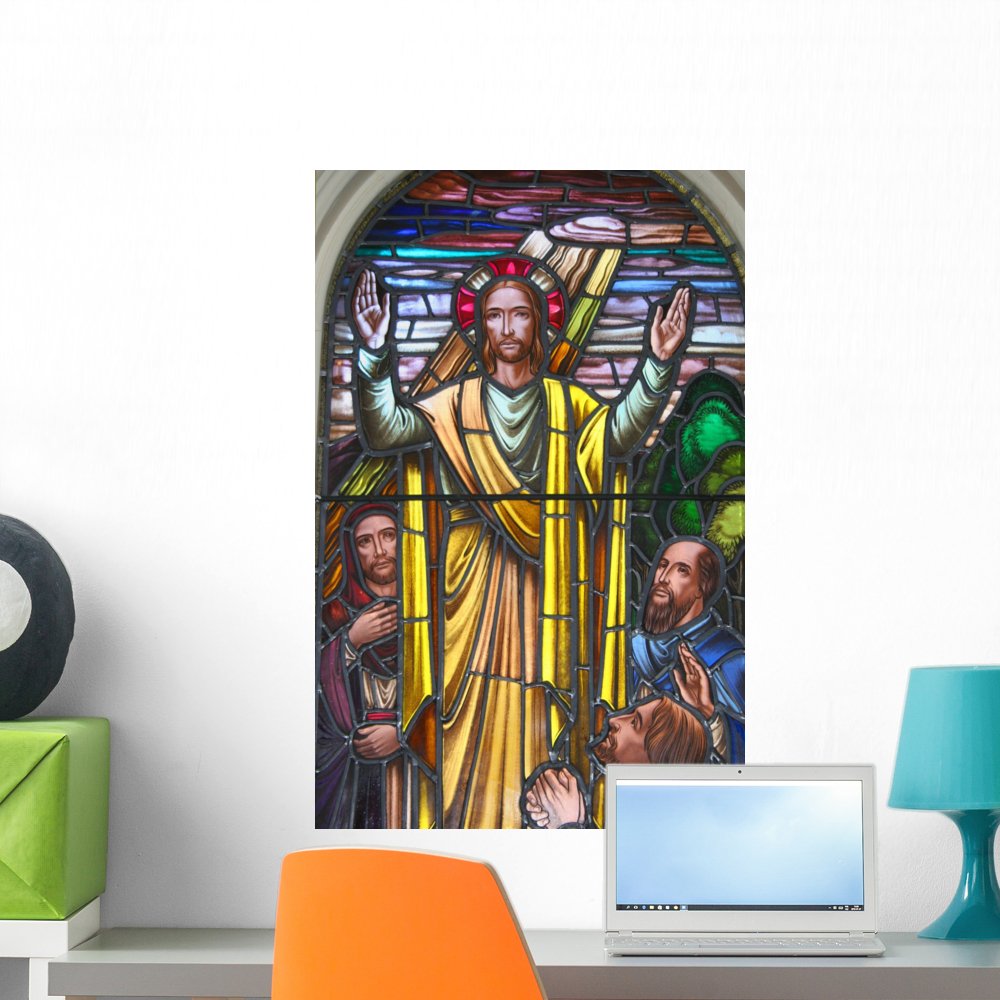 Wallmonkeys Jesus and The Disciples Stained Glass Wall Decal Peel and Stick Graphic WM305861 (24 in H x 16 in W)