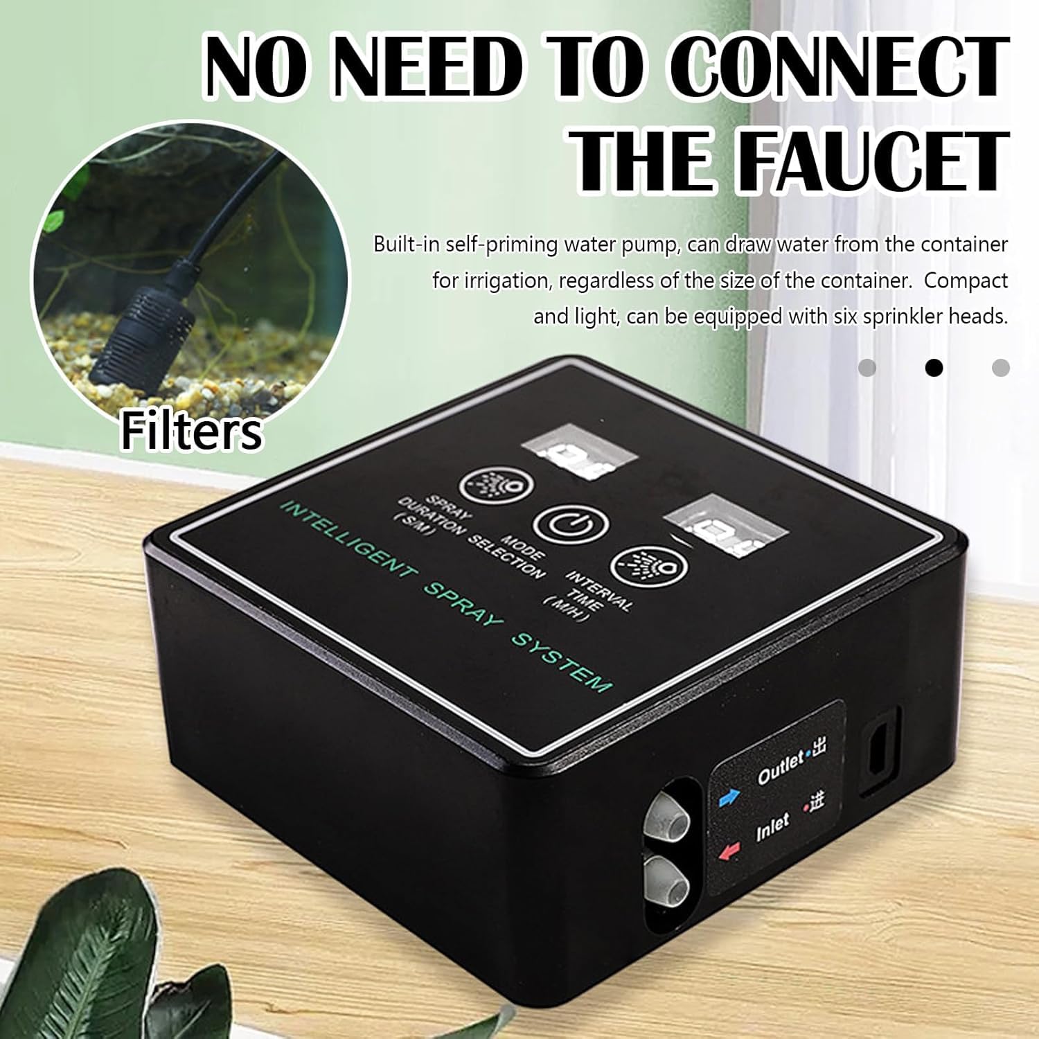 Inteligente Humidificador de Reptiles, Sistema de pulverización Reptile Fogger Humidificador con temporizador automático Boquillas de nebulización ajustables en 360 grados para terrarios