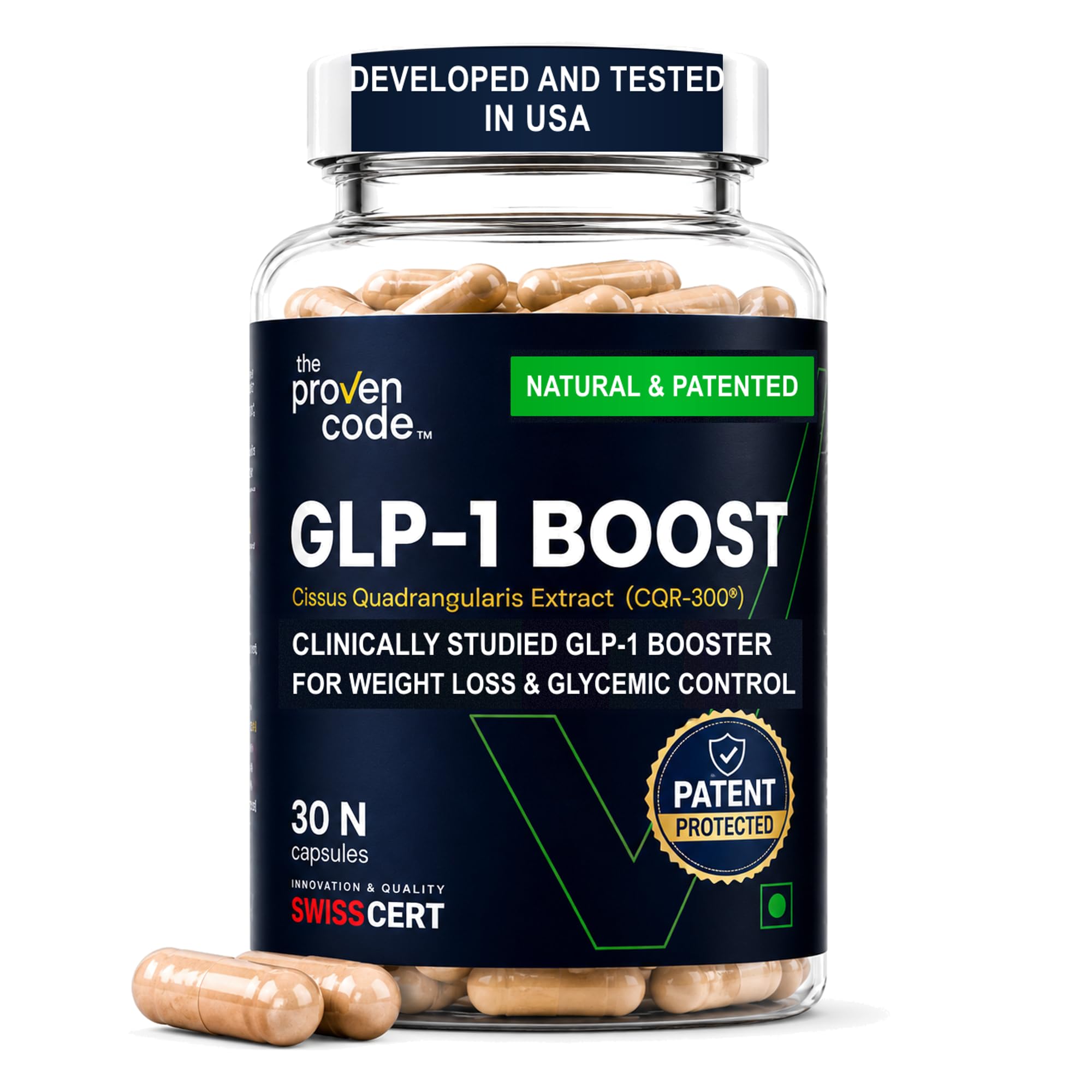 GLP-1 Boost | CQR-300® 300mg | Natural GLP-1 Support Supplement | Appetite Control, Craving Control | Cissus Quadrangularis Extract | 30 Veg Capsules-image-10