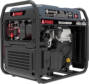 A-iPower 4600W RV-Ready Quiet Portable Inverter Generator Gas Powered, Ultra-lightweight Open Frame Power Supply for Tailgating/Home Backup, CO Sensor