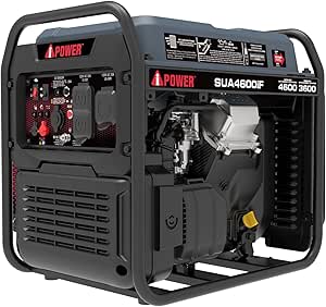 A-iPower 4600W RV-Ready Portable Inverter Generator Gas Powered, Ultra-lightweight Open Frame Power Supply for Tailgating and Home Backup with CO Sensor
