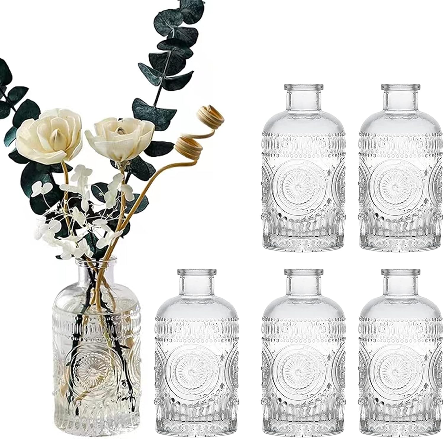 YYBD Glass Bud Vases Set of 6 Small Clear Bud Vases in Bulk Mini