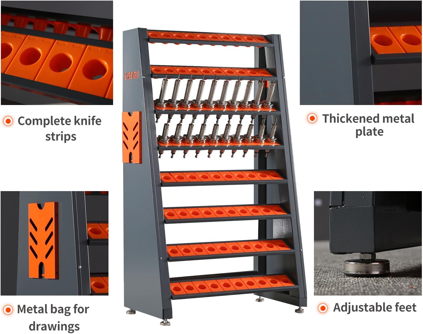 CNC Tool Holders CNC Tool Carriers CAT40 Tool Holders All Models CNC Tool Holders Large Capacity Storage It is best for machine shops, maintenance departments and garages (Gray Wash)