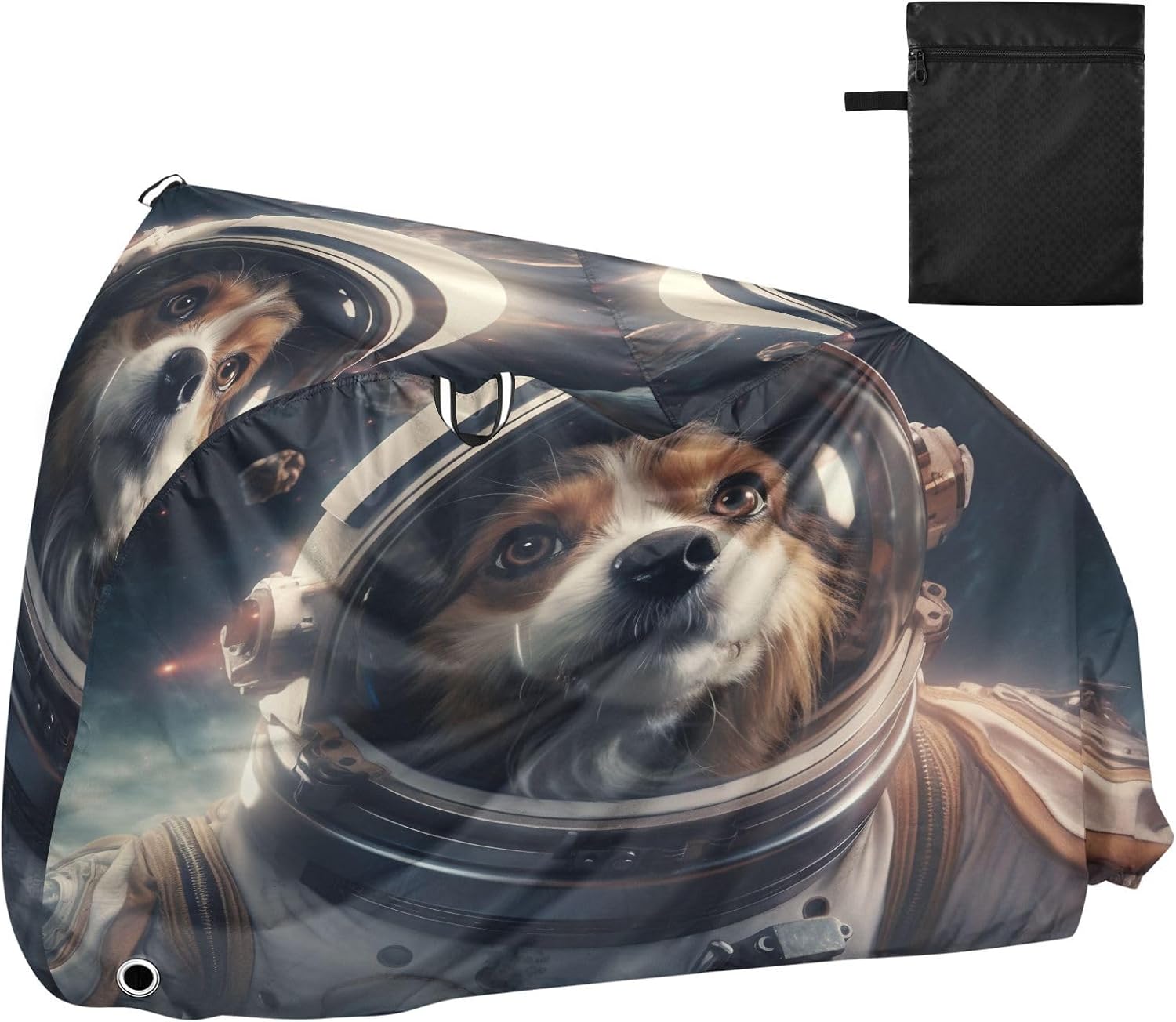ALAZA Dog Puppy Astronaut Bike Cover Waterproof Outdoor Ebike Bicycle Covers Tarp Protection for 1/2 Bikes, Sun UV Dust Wind Proof