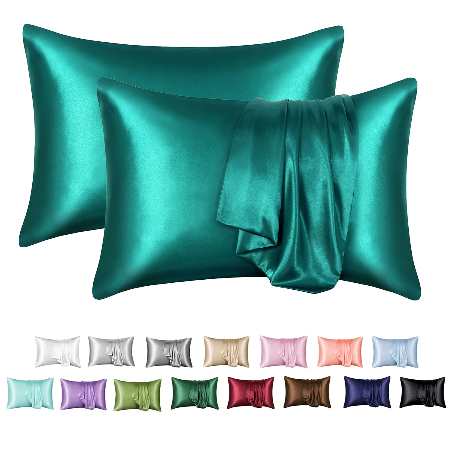 teal satin pillowcase