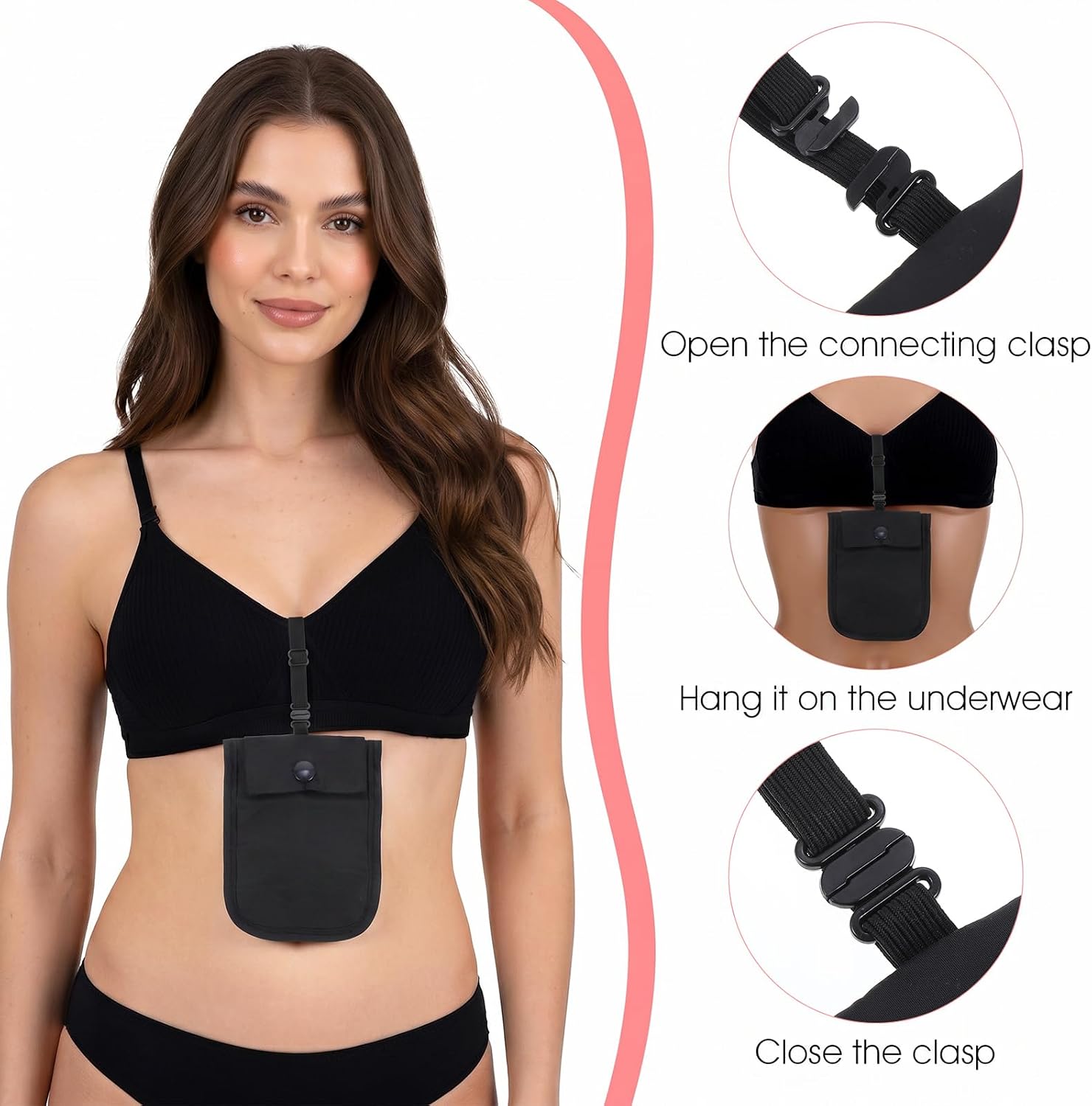 Undercover Bra Wallet, Hidden Travel Pouch with Adjustable Elastic Strap