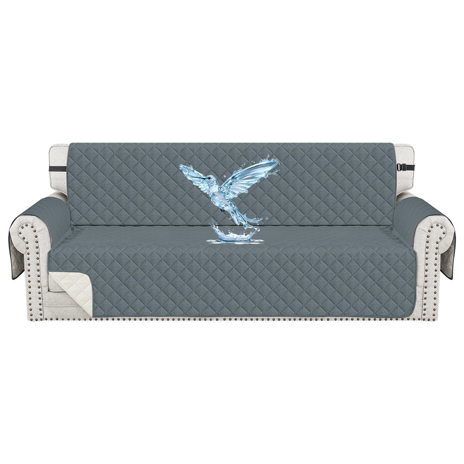 Wasserdicht Couch Überzug L Form 4 Sitzer, Rechts/Links Reversibel Couch Überzug Ecksofa, rutschfest Couchbezug L Form Mit Armlehne, Universal, Waschbar, Für Hund Katze, Dunkelgrau