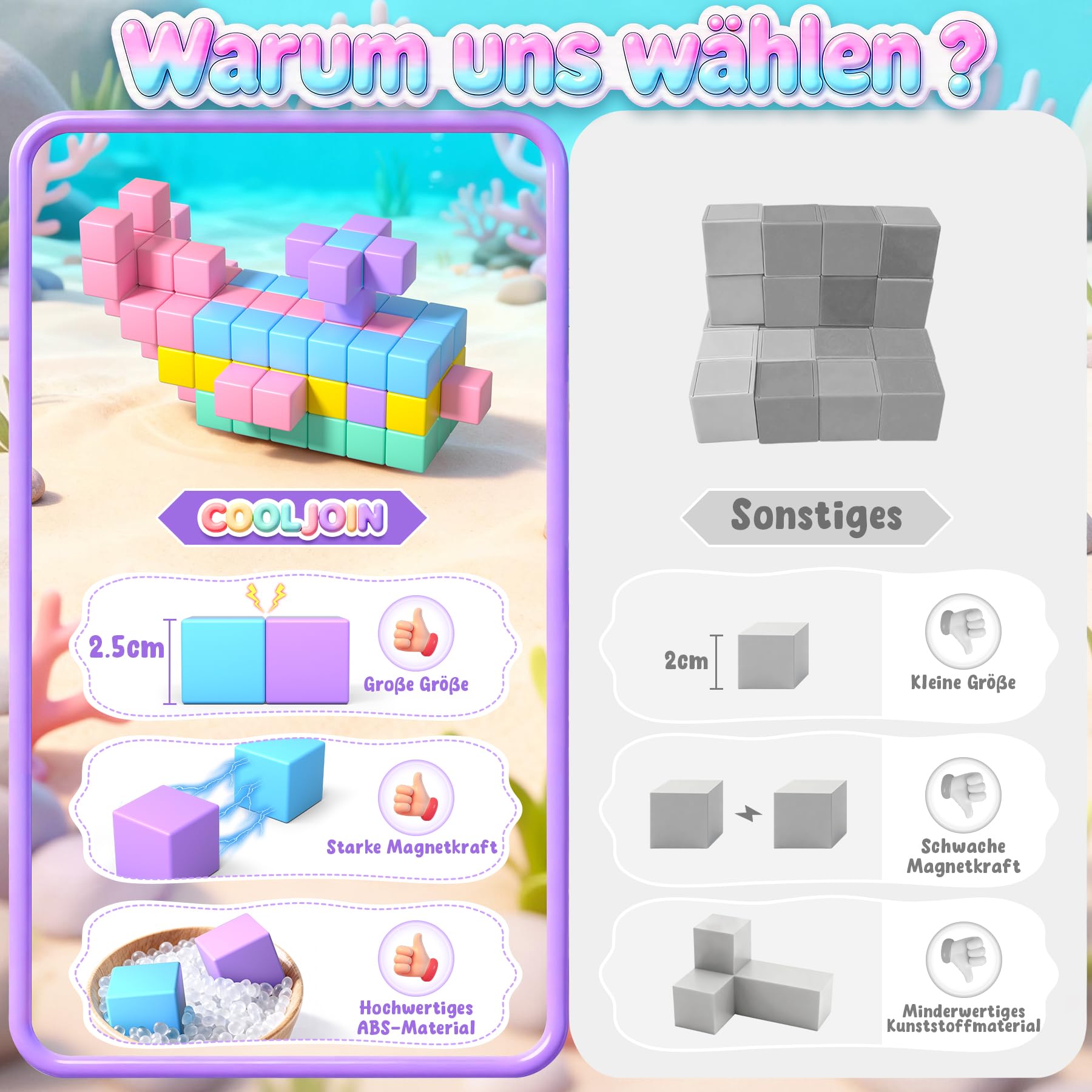Magnetische Bausteine 48PCS Montessori Spielzeug ab 3 Jahre Kreatives Magnetspielzeug Set mit Aufbewahrungstasche
