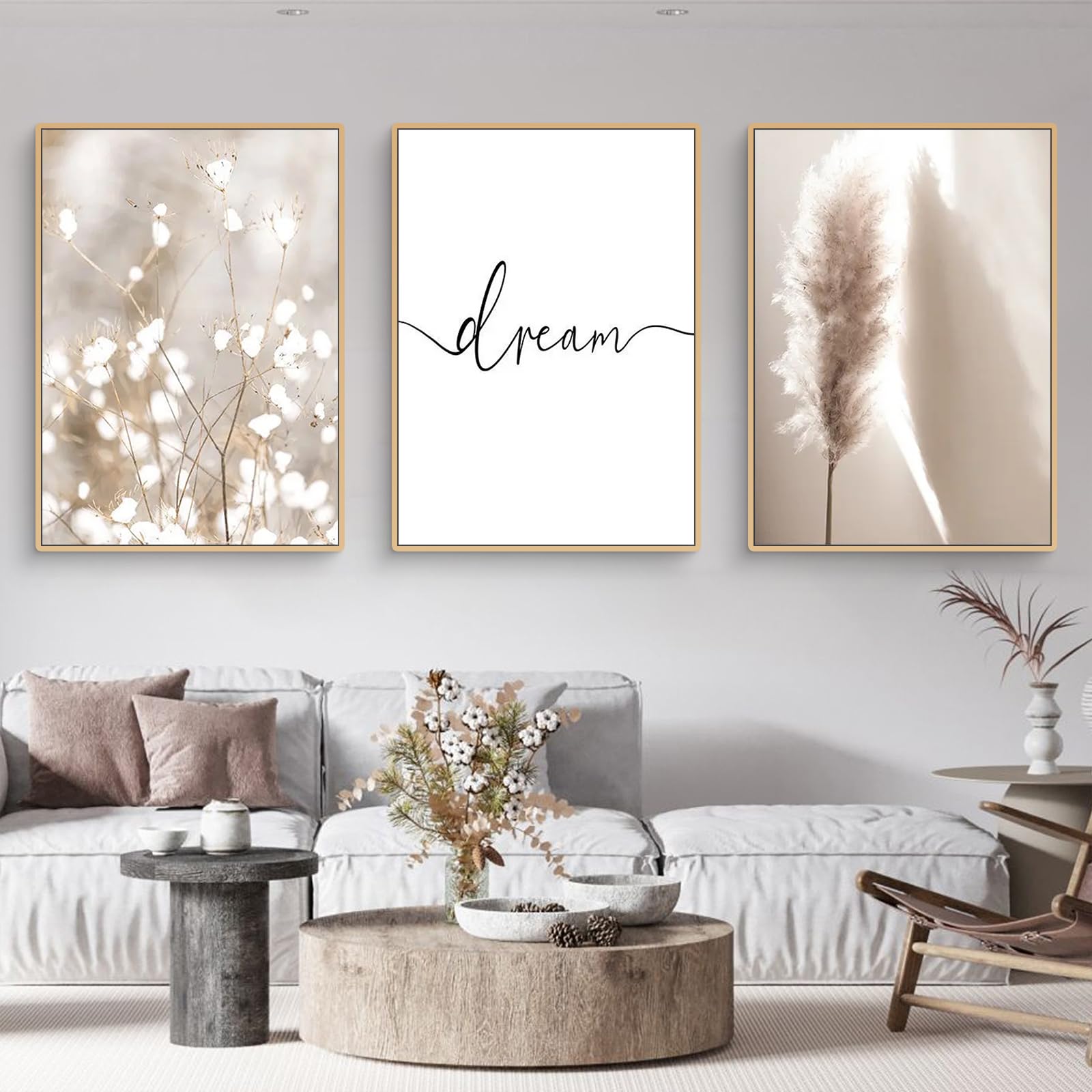 Trayosin 3-teiliges Poster Set,Moderne Boho Pampasgras Bilde