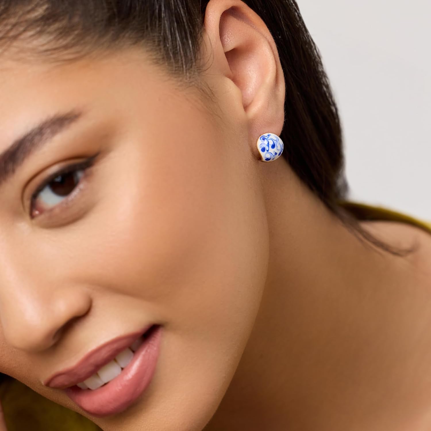 Ana Luisa Sphere Hoop Earring -Abby and Dakota Styles Womens Earrings - Trendy 14K Gold Plated, Silver Rhodium Plated w/Blue Marble - Mini Huggie Hoop Earrings for Women Hypoallergenic & Tarnish-Free - Image 9