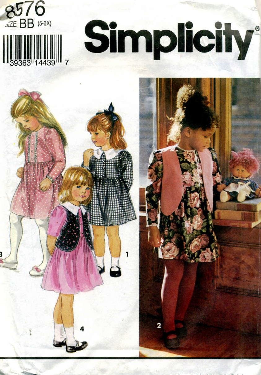 Patron couture robe et gilet fille Simplicity 8576 pour vêtement sur mesure sans taille standard