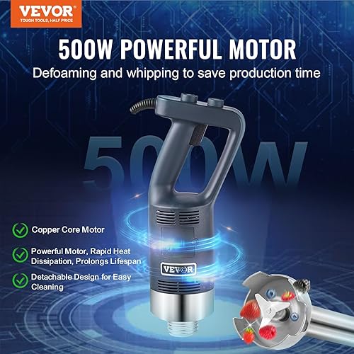 Miniatura 2 de VEVOR Licuadora de inmersión comercial, batidora de mano resistente de 500 W, mezclador de velocidad variable continua de 16 pulgadas con hoja de