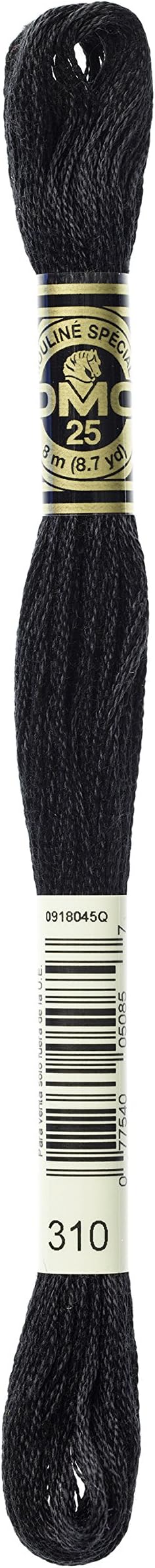 DMC 117-310 Mouline Stranded Cotton Six Strand Embroidery Floss Thread, Black, 8.7-Yard
