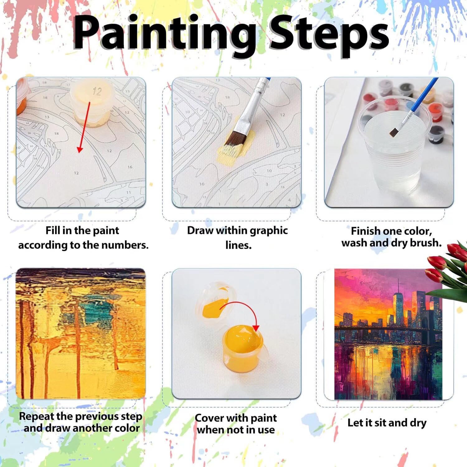 Pintar por Numeros Adultos pintar por numeros niños manualidades niños 10 años, DIY Pintar por Números de Pincel y Pintura acrílica Decoraciones para el Hogar Manualidades, sin Marco 60x80cm C-194