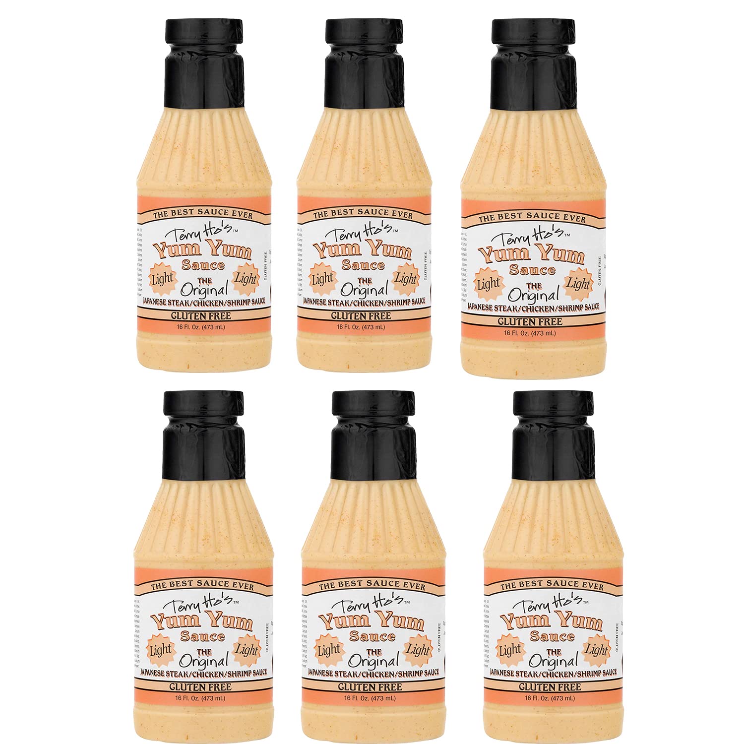 Terry Ho's Reduced Calories Yum Yum Sauce 16 Oz - Low Calorie Sauce, Japanese Mayo Based Sauce for Dipping, Marinade, and Dressing - Cocktail Sauce for Shrimp, Japanese Steak, Chicken, Pork, Vegetable Salad - (Pack of 6)