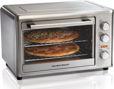 Amazon.com: Horno de encimera, de Hamilton Beach, horno de encimera con  convección y asador, Empaque especial para comercio electrónico, Metálico :  Hogar y Cocina