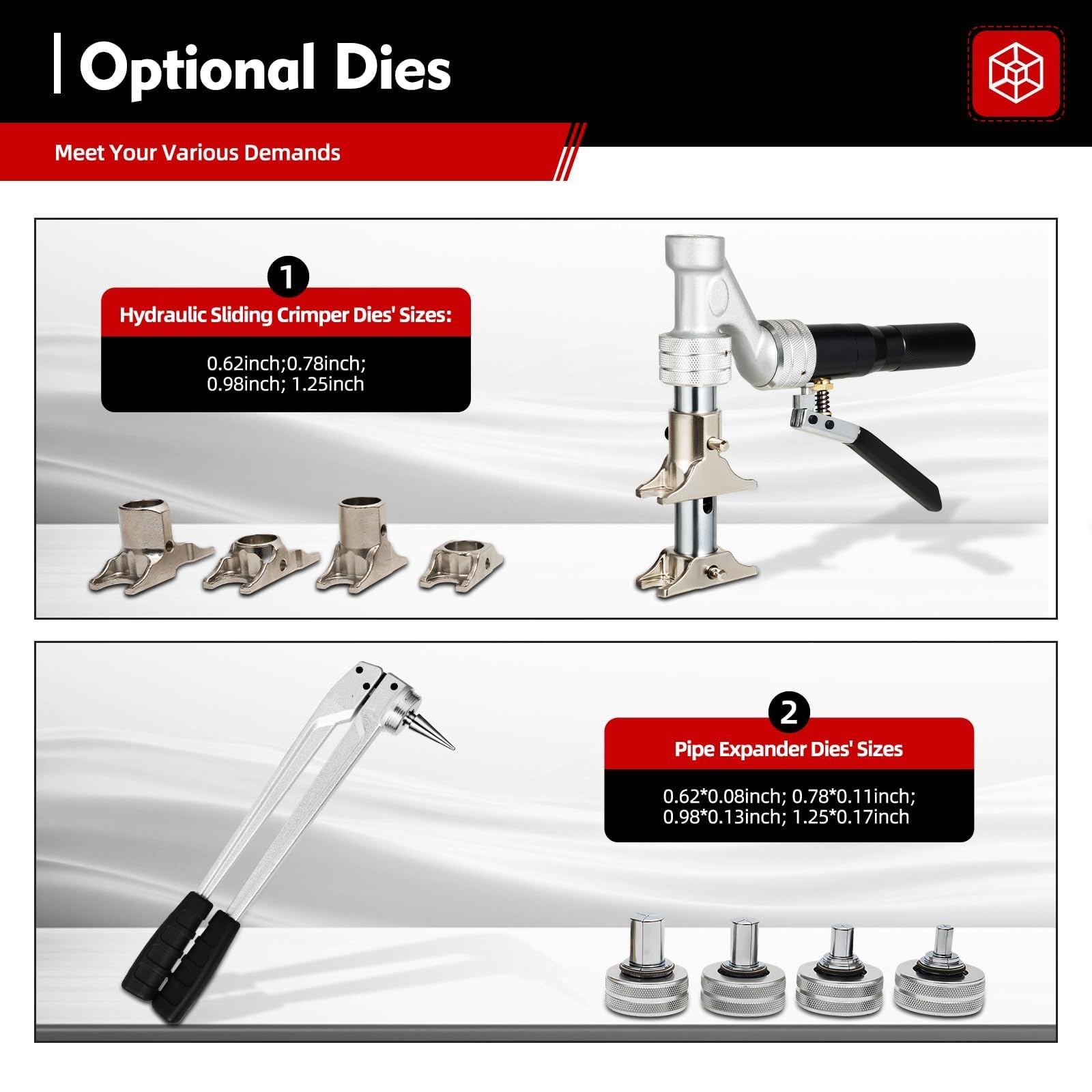 Kit de herramientas de crimpado de tuberías hidráulicas con 4 moldes y cortador para instalación profesional de fontanería y HVAC de 16-32 mm de diámetro