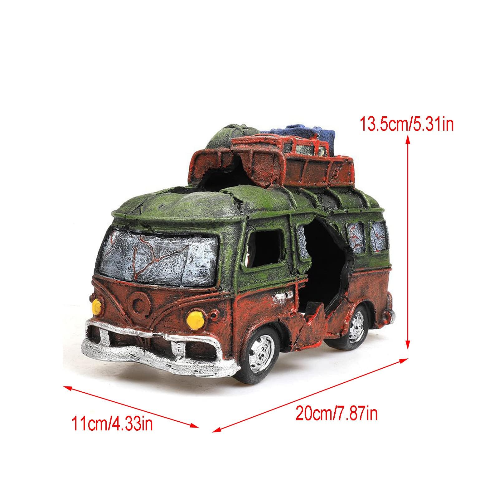 XUBX Aquarium Decoration - Resin Bus Ornament, Fish Tank Landscaping, Small Car Decor, Shrimp Hiding Cave, Vivarium Furniture - Image 3
