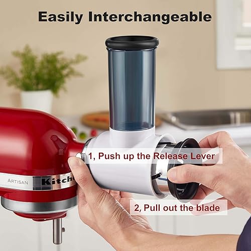 Miniatura 6 de Accesorio triturador de rebanador para batidora de pie KitchenAid, accesorio para rallador de queso para batidora de pie KitchenAid, procesador de