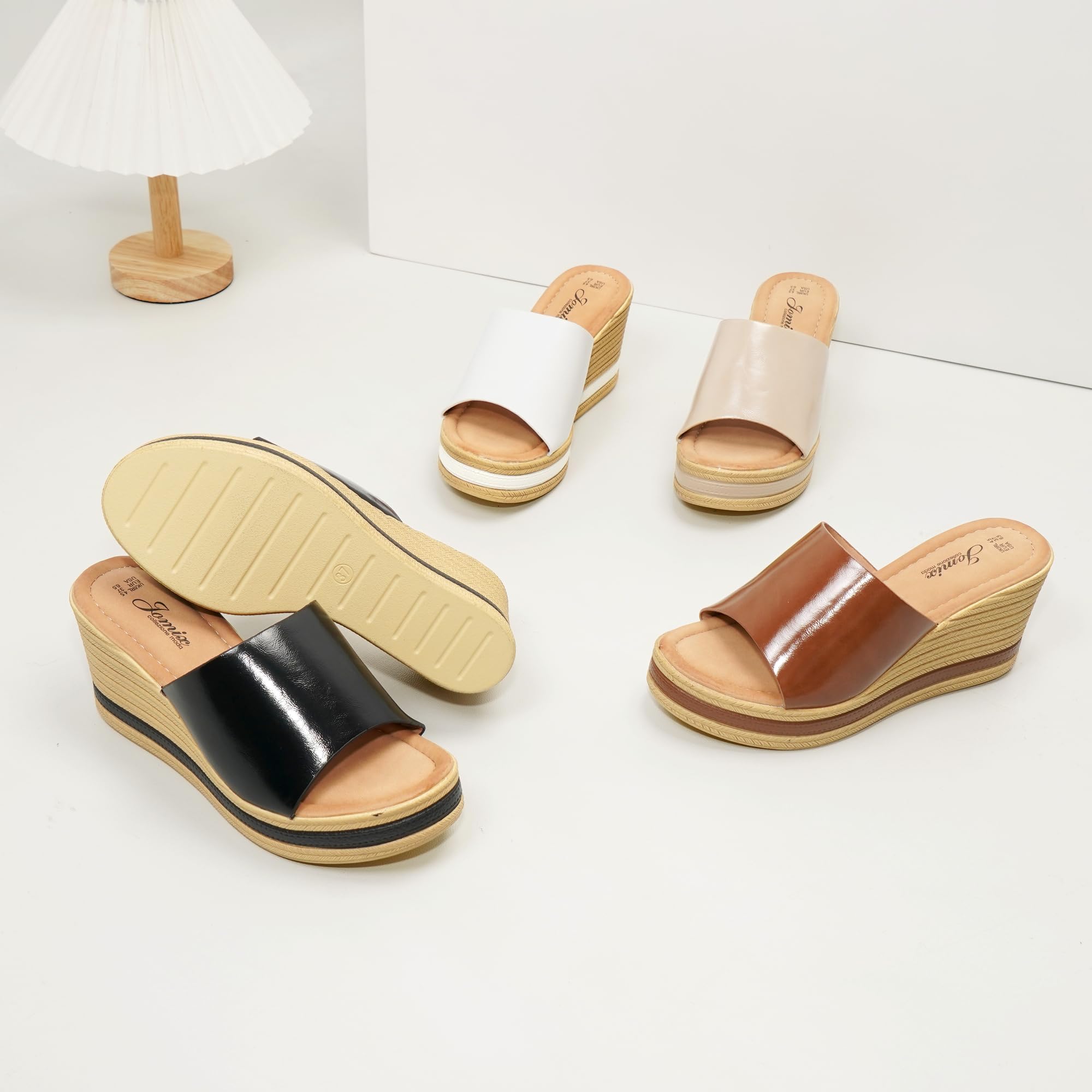 JOMIX Sandali Donna Estivi Eleganti con Zeppa e Plateau Comode Scarpe Aperte Leggere e Traspiranti Calzature alla Moda per Tutti i Giorni
