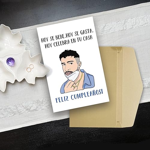 Miniatura 4 de Tarjeta de cumpleaños de Bad Bunny en español bonita tarjeta de feliz cumpleaños para él ella regalos de fanáticos de Bad Bunny feliz cumpleanos