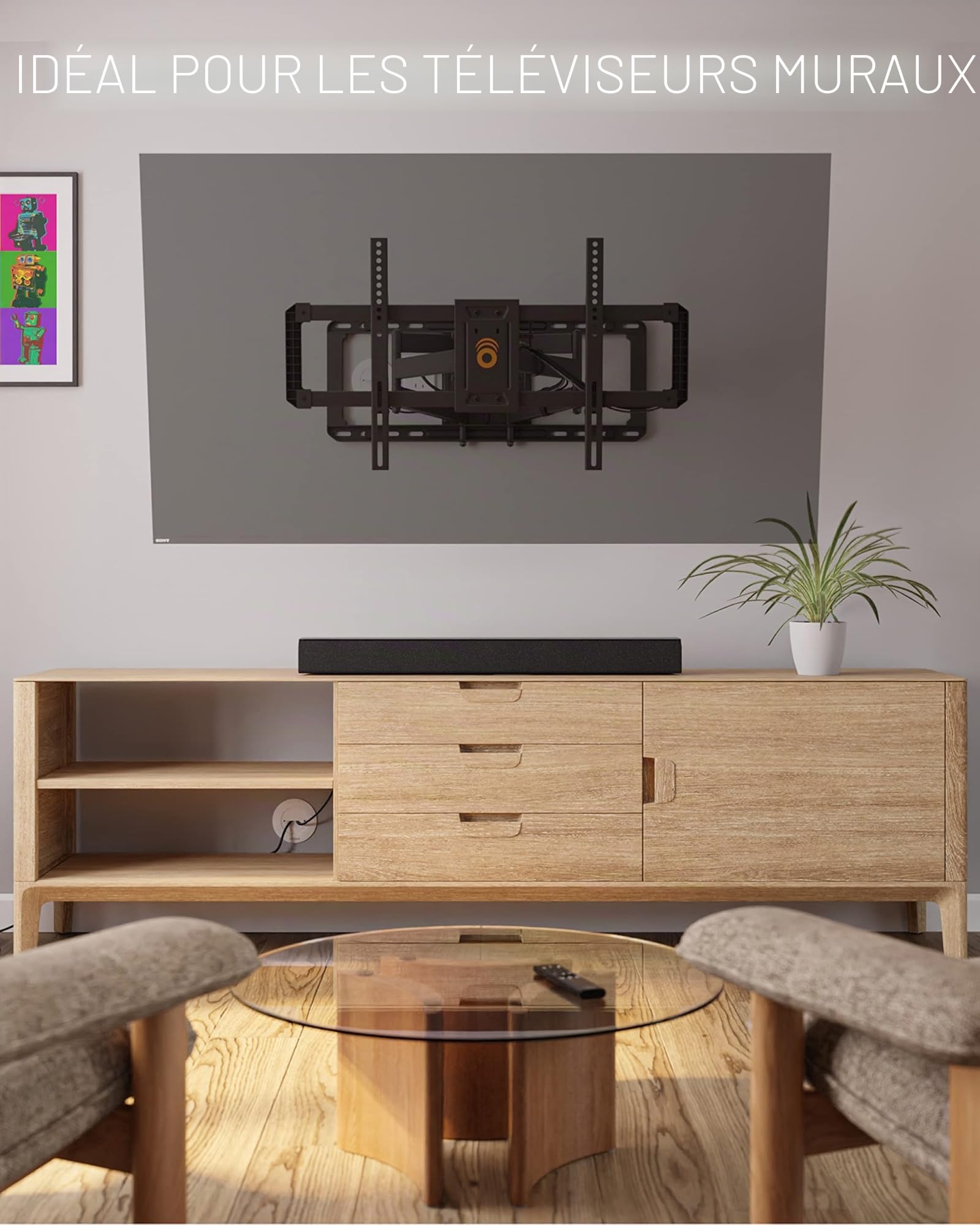 Echogear Kit De Gestion De Câbles pour TV Montée sur Support Mural TV - Goulottes Cache-Câble Facile à Installer pour Fils Electrique Basse Tension
