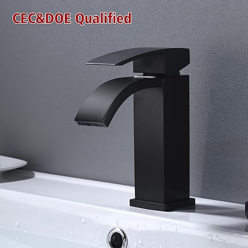 Vista 2 de sumerain Grifo de baño negro mate cascada