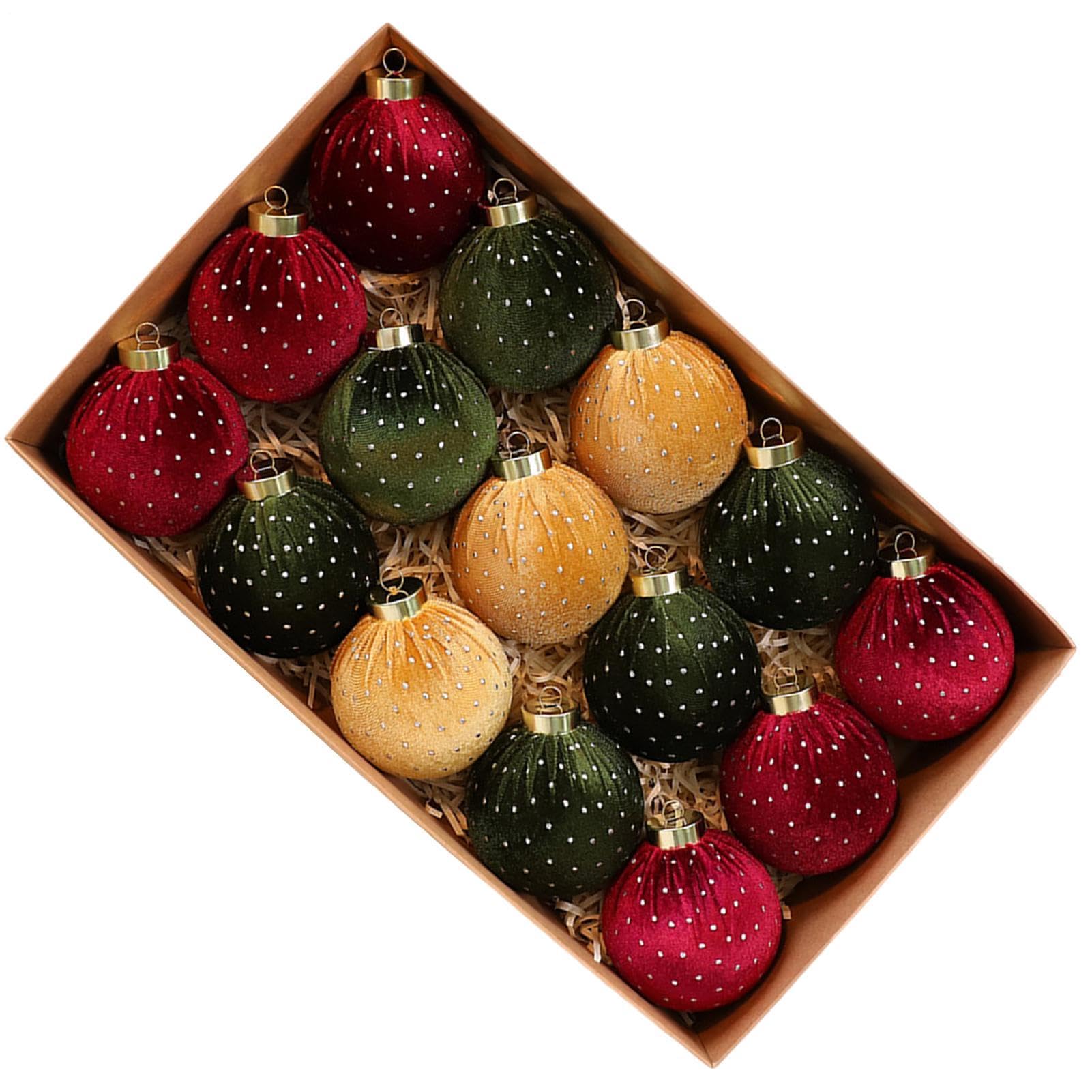 Boules de Noël en Velours Lot de 15 décorations d'intérieur incassables