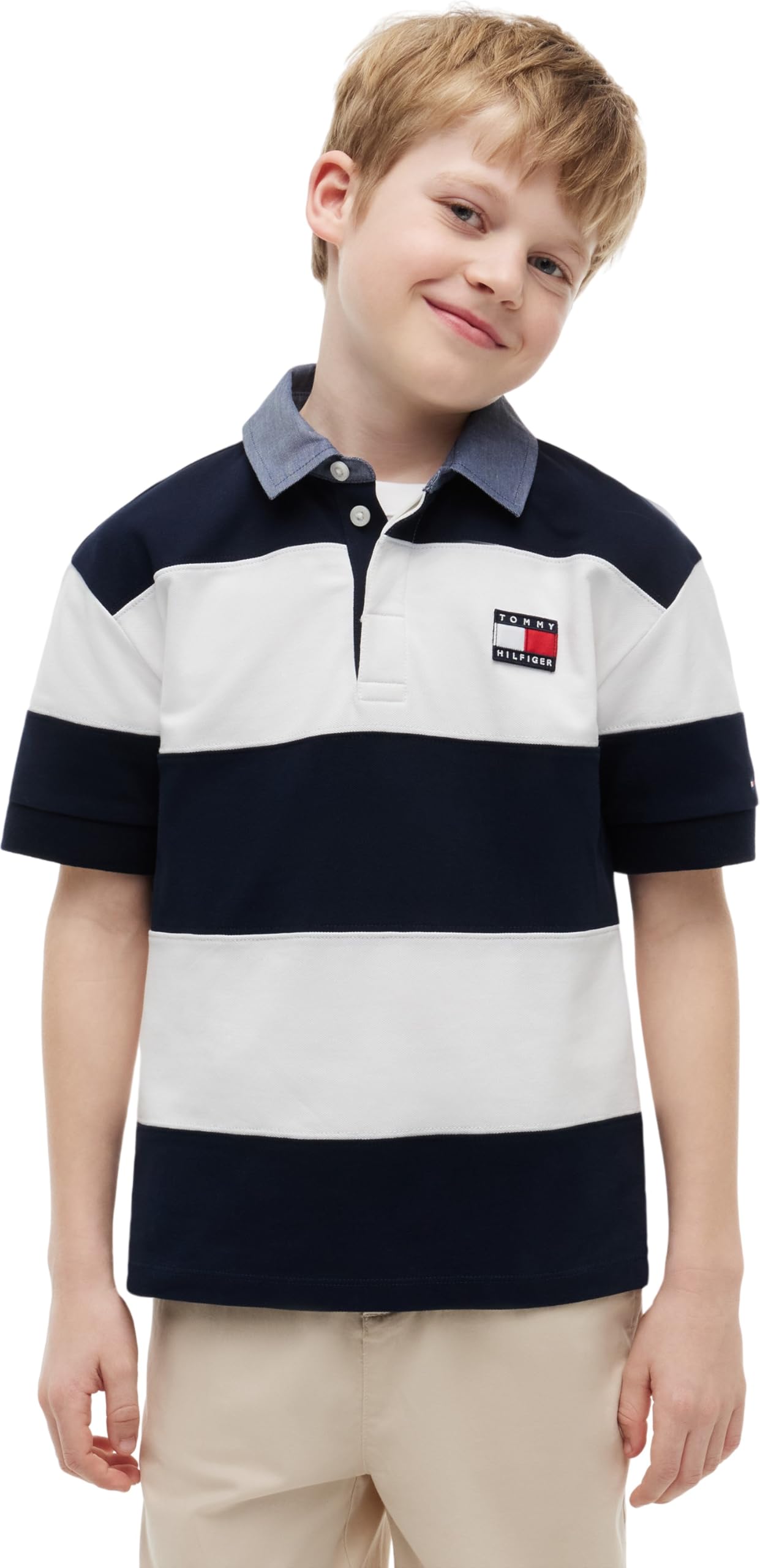 Tommy Hilfiger Jungen Contrast Collar Rugby Polo Ss Kb0kb10473 Andere Poloshirts