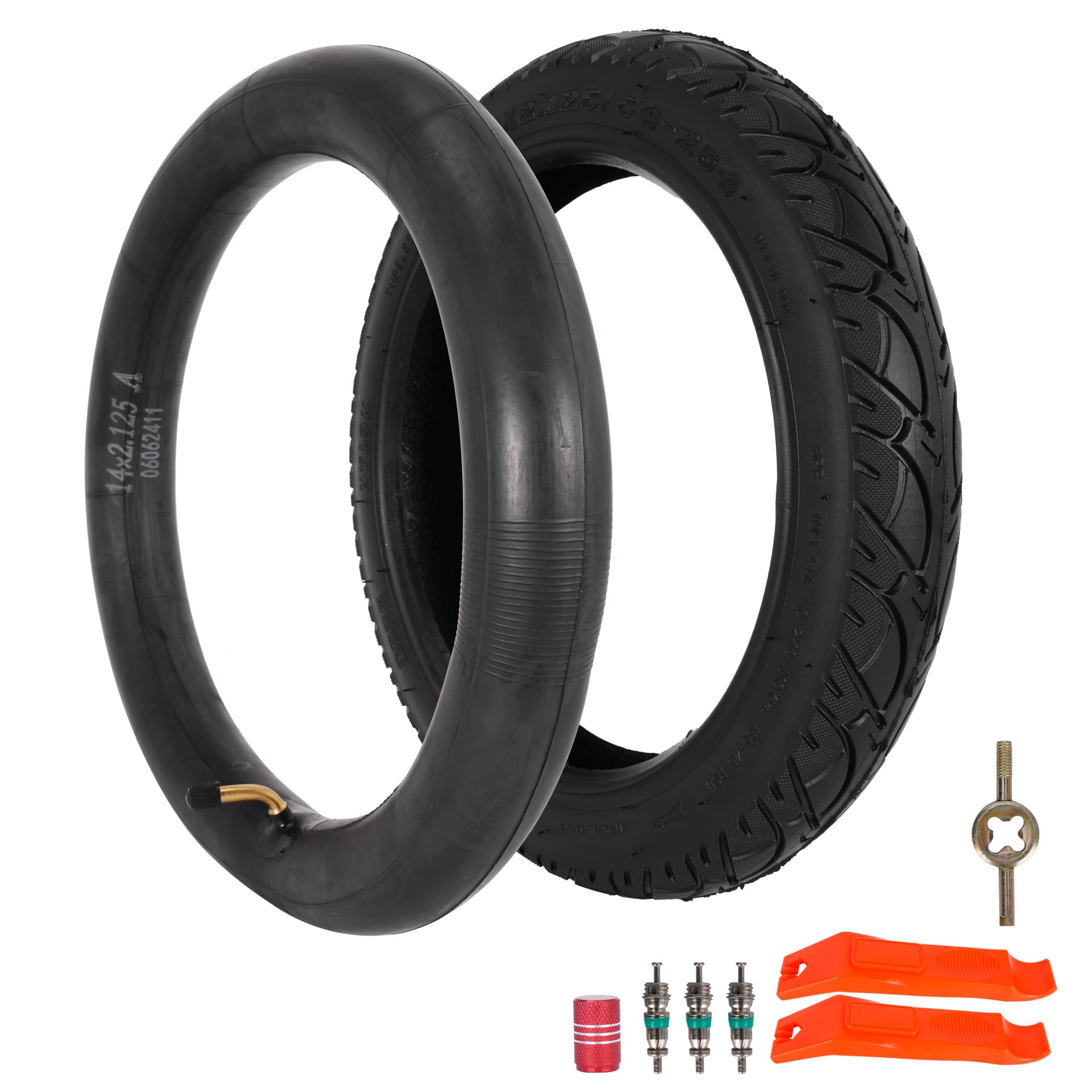 14x2.125 54-254 e-bike tire and tube set, 14 inch electric scooter tire tube with angled valve stem replacement electric scooters,bikes and kids bikes - 1 pack