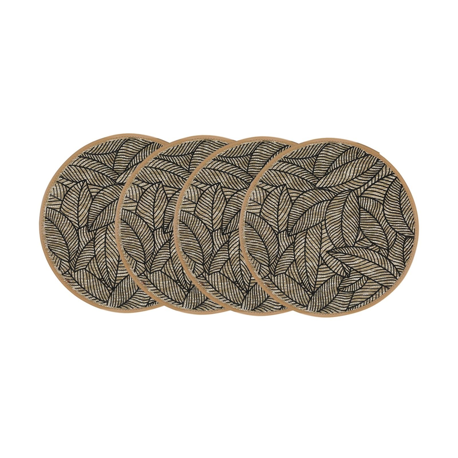 Napperons imprimés en jute et bords faux cuir noir d'une finition Premium