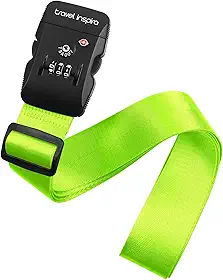 travel inspira Cinta de Bagagem TSA com Trava de Combinação 3 Dígitos, Alça Cruzada Ajustável para Malas de 13 a 32 inch, Cinta de Viagem Reforçada, Aprovada pela TSA (Verde)