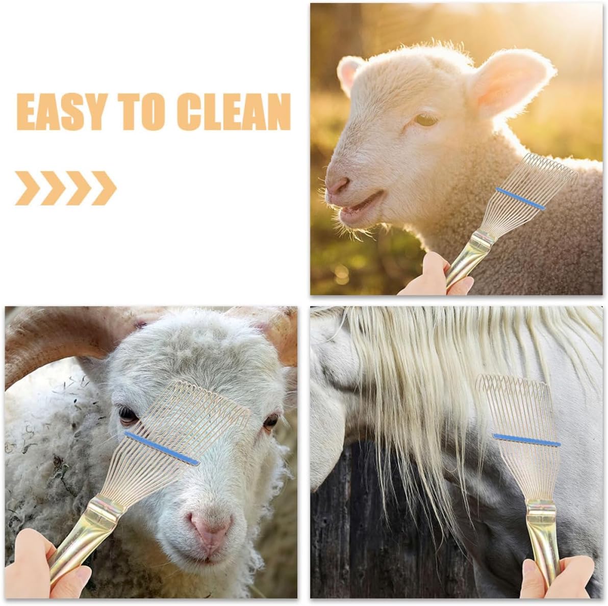 Sheep Wool Rake Brush Comfortable Grooming Tool Cattle Sheep Versatile Detangling Comb for Dry Wet Hair Safe Reusable Farm Animal Grooming Brush
