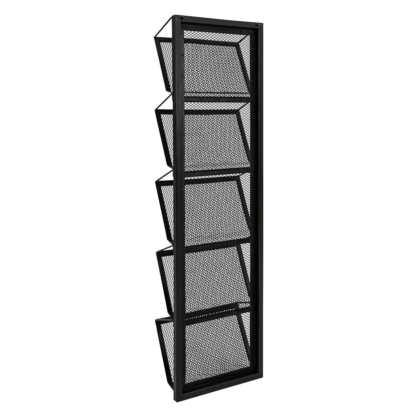 5 compartimentos de metal A4 para revistas de pared, archivos, documentos, organizador de revistas, dispensador de folletos, soporte de malla para archivos de pared, soporte de bolsillo