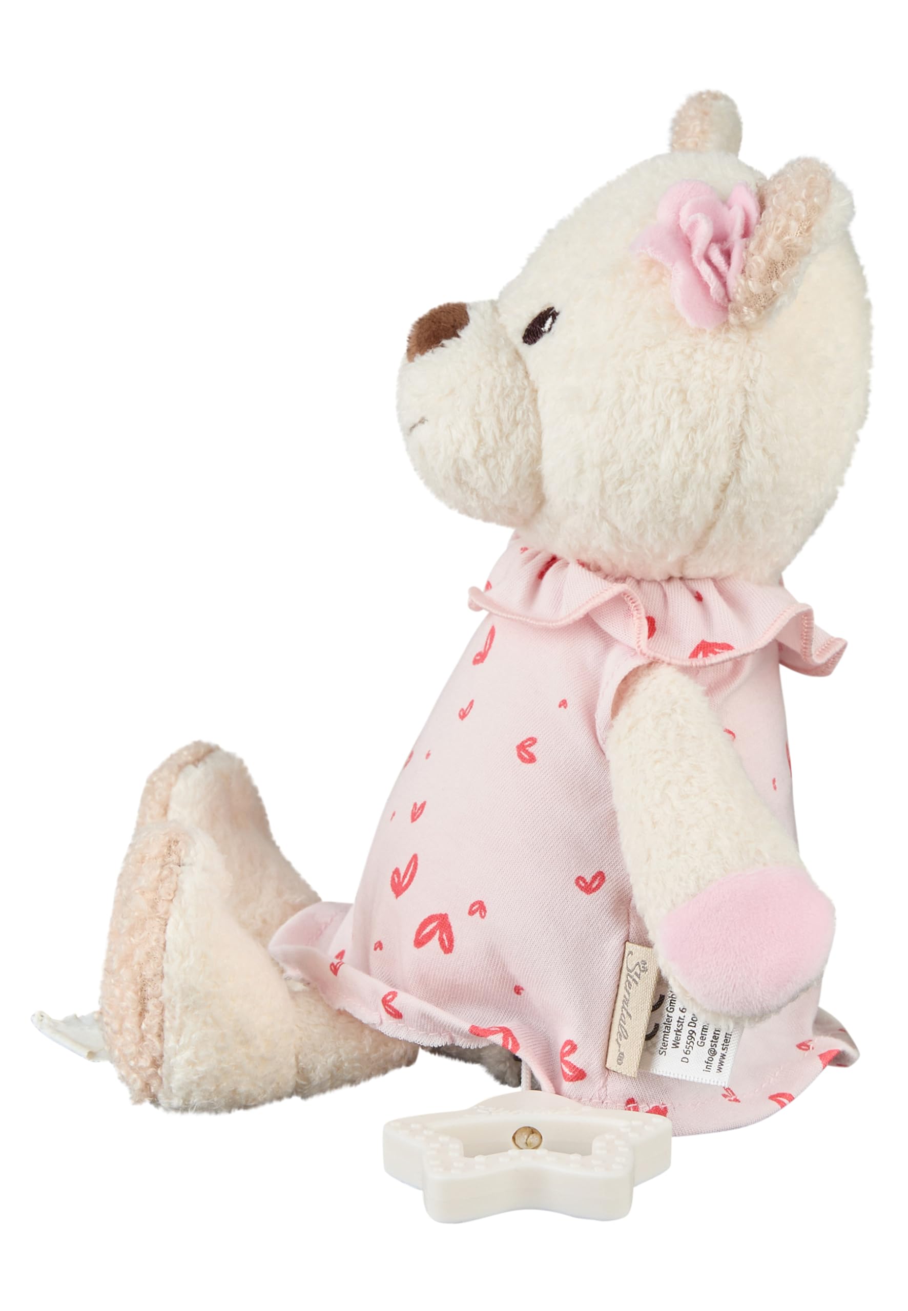 Sterntaler Spieluhr M Bär Betty, Kinder- und Babyspielzeug, kuschliger Flausch und bedrucktes Jersey, herausnehmbares Spielwerk, Sternengriff, Melodie: Brahms Wiegelied, 24×20×9 cm, cremeweiß