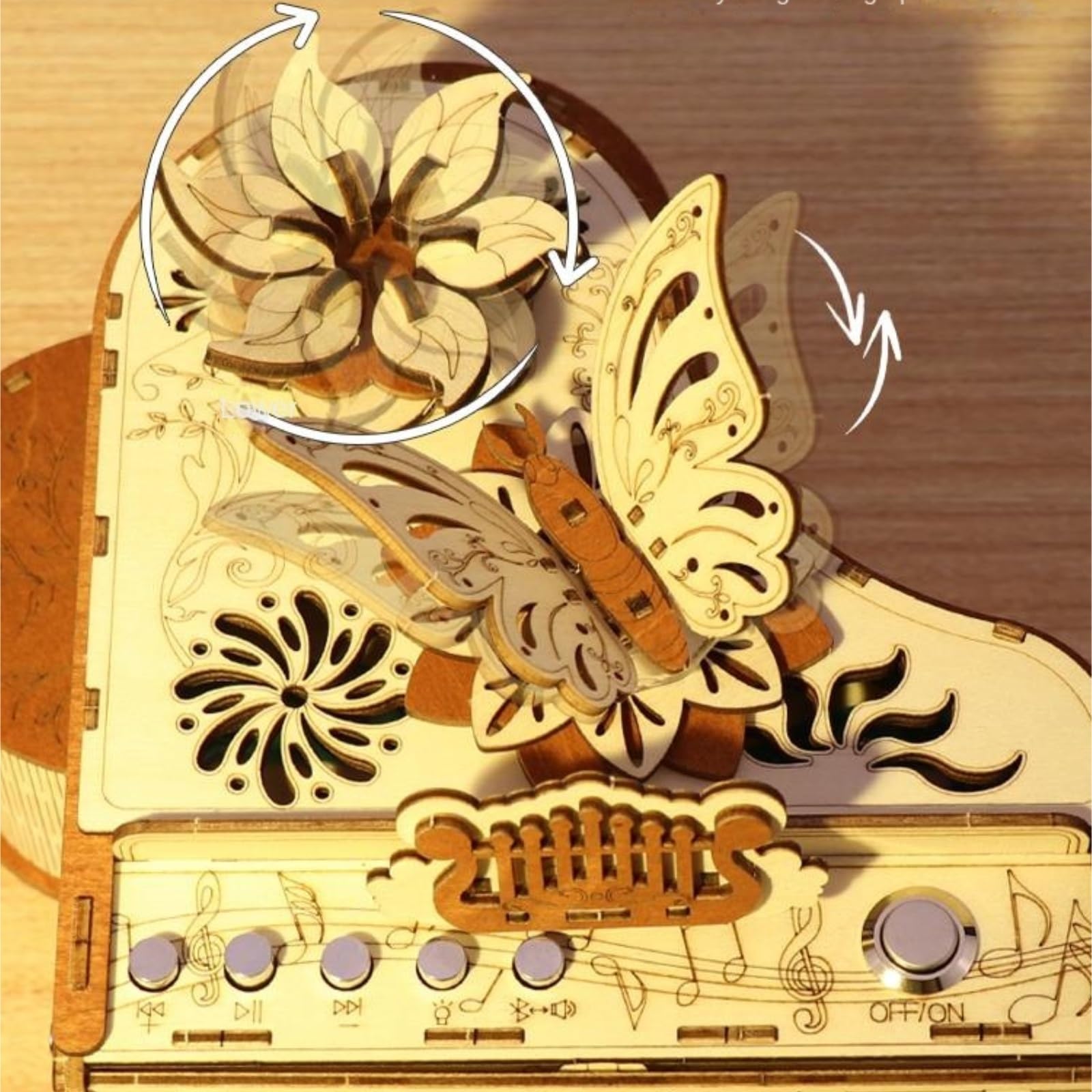 Caja De Música Decorativa Caja De Música Piano Creativa Madera Hecha A Mano con Fonógrafo Y Conexión Bluetooth Recuerdo Musical