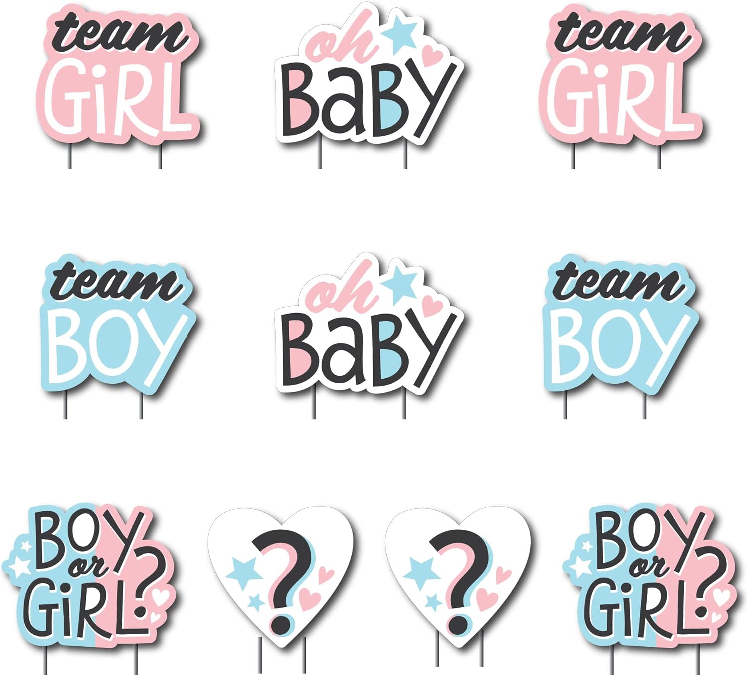 Big Dot of Happiness Baby Gender Reveal - Lawn Decorations - Outdoor Team Boy or Girl Party Yard Decorations - 10 Piece