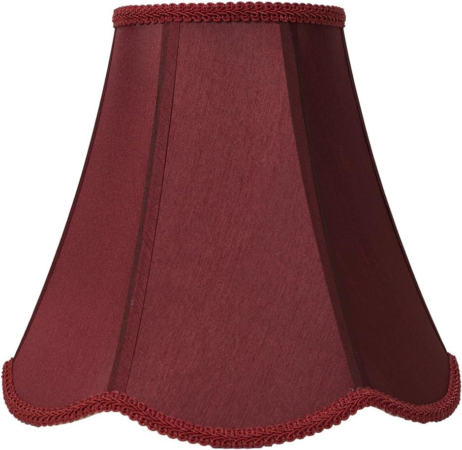 Urbanest Softback Scalloped Bell Lampshade, Faux Silk, 6x12x10", Burgundy, Spider