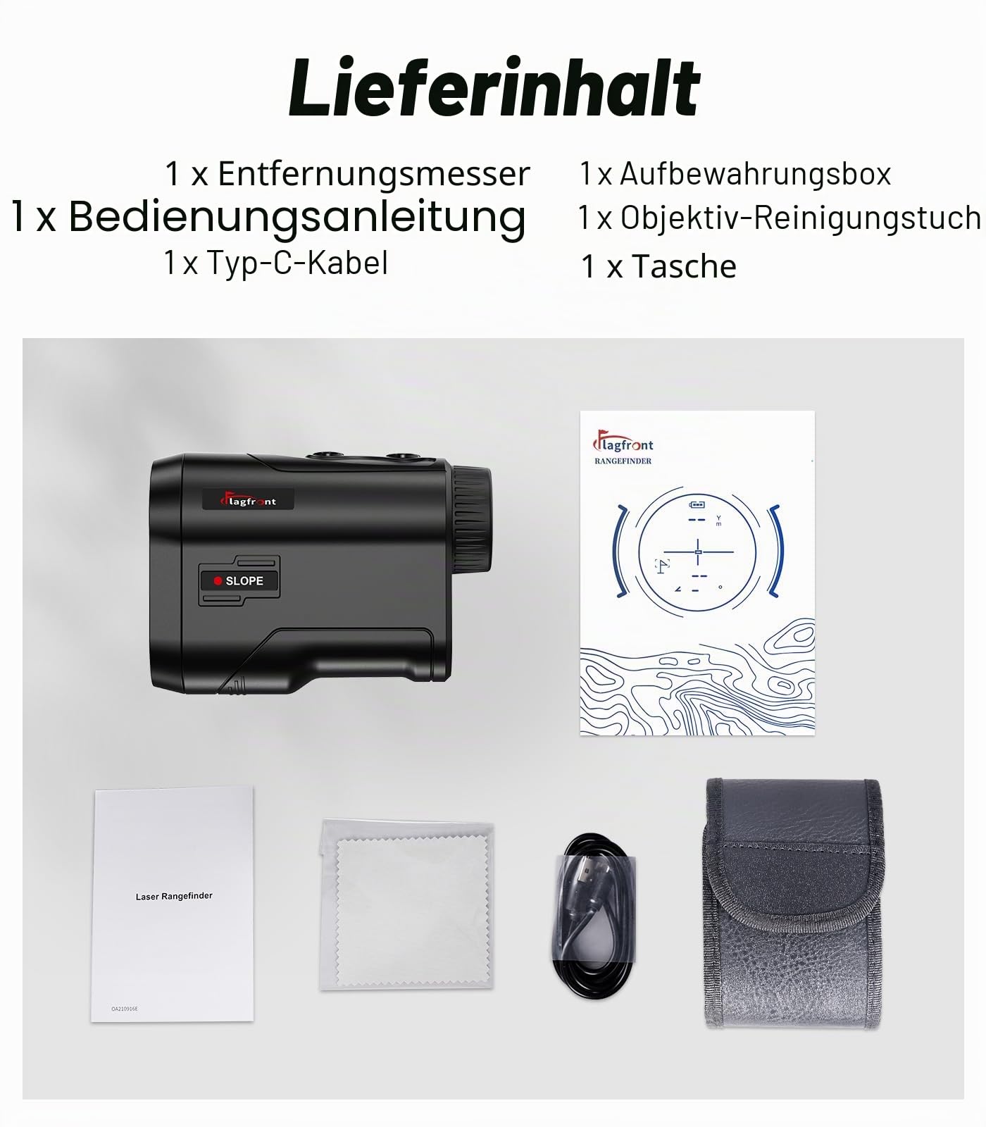 Golf Entfernungsmesser mit Steigung, 1000M Entfernungsmesser Golf, 6-fache Vergrößerung, Fahnenmastverriegelung Vibration, wiederaufladbarer Golf-Entfernungsmesser