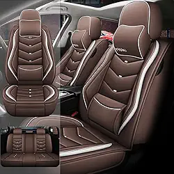 Capas de assento de carro para Jeep Wrangler 2007-2026 Capas de assento de carro à prova d'água respirável de couro, acessórios internos, capa de assento de almofada compatível com airbag