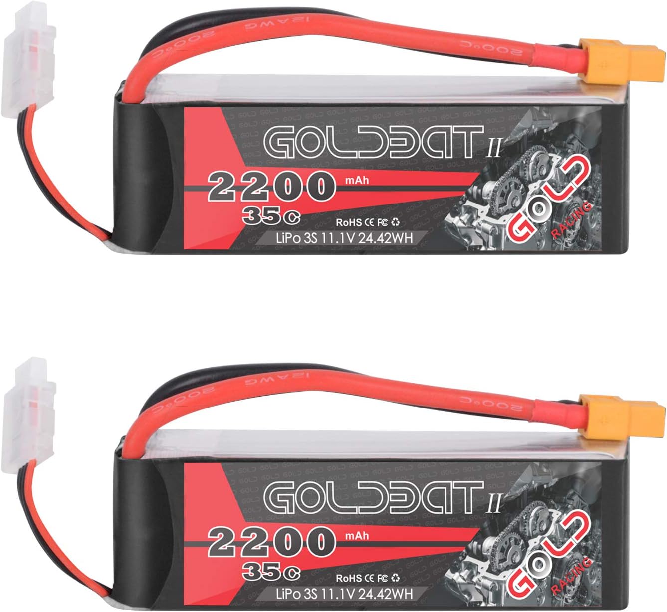 3s Lipo Battery 35C 2200mAh 11.1V Lipo Battery with XT60 Connector Soft Case for Airplane RC Quadcopter Helicopter FPV Drone(2 Packs)