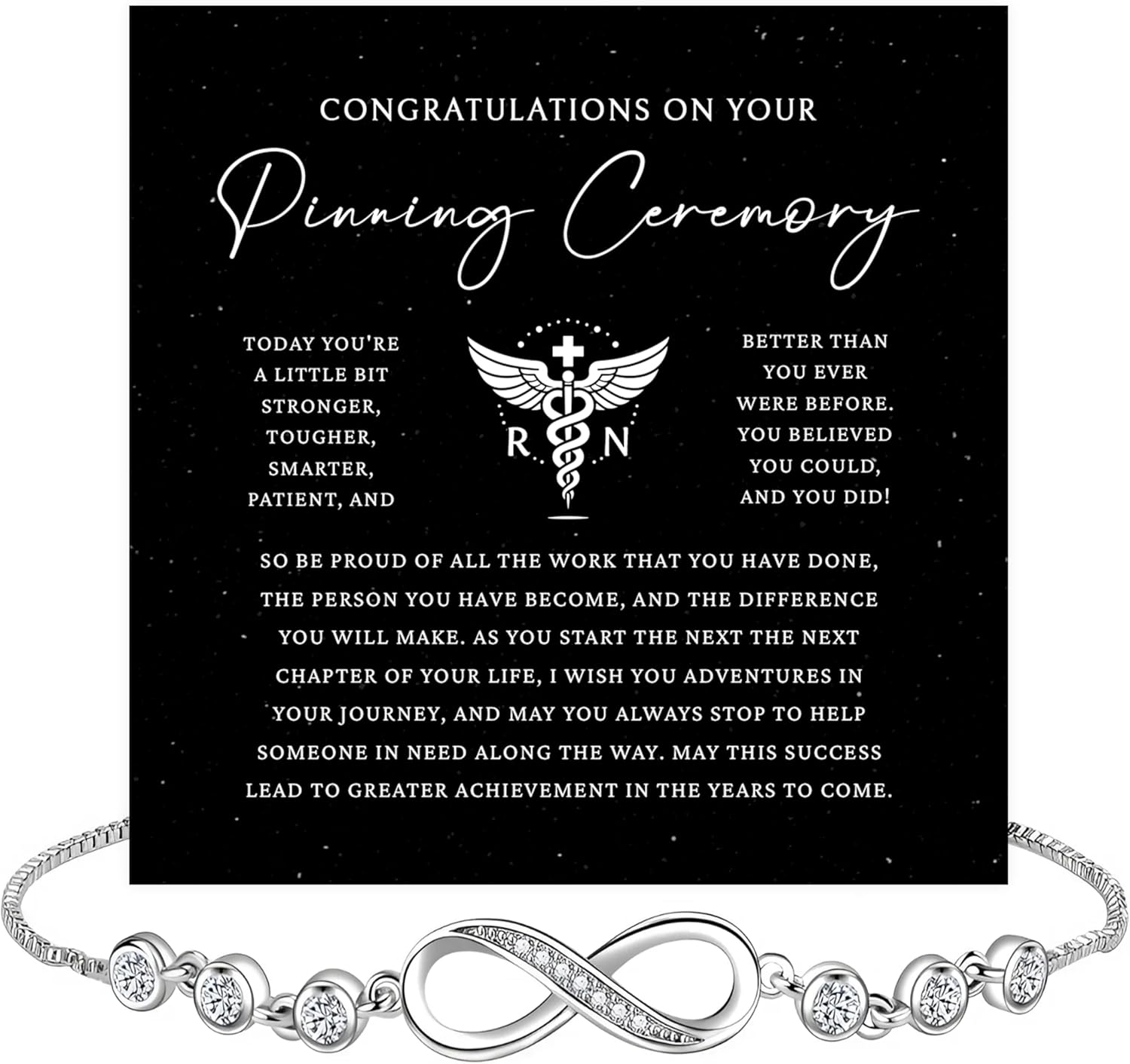 Pinning Ceremony For Her Infinity Heart Bracelet, Nurses Degree Graduation Gift, Bracelets For Nursing School, Nurse Congratulating Jewelry With Heartfelt Message & Elegant Box