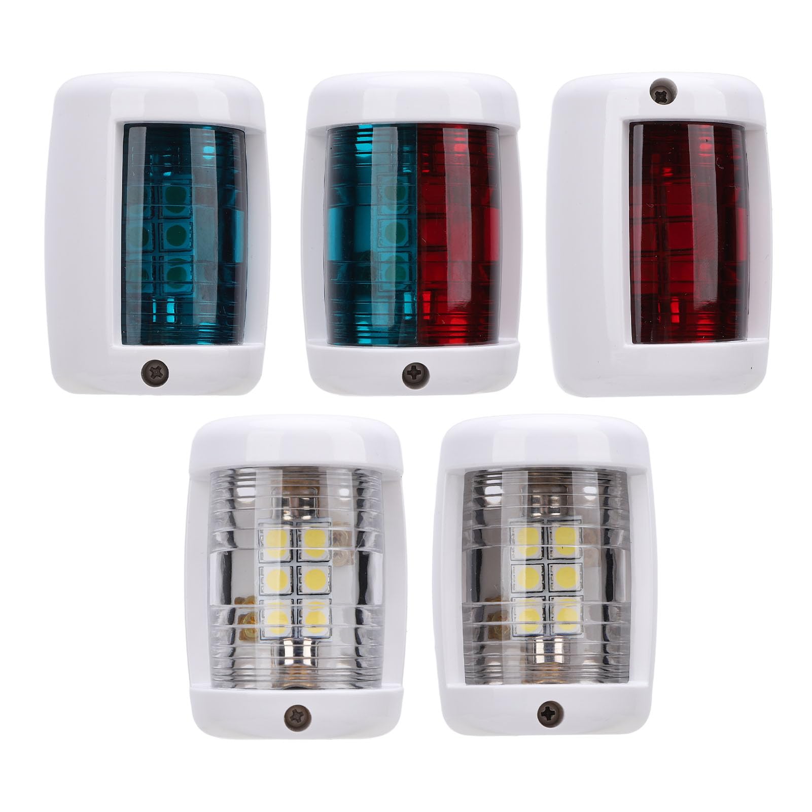 Kit luci di navigazione per barche 5 pezzi Ip66 Set Luce bianca laterale rossa verde per navi da 12 metri Dc12v 0,85w