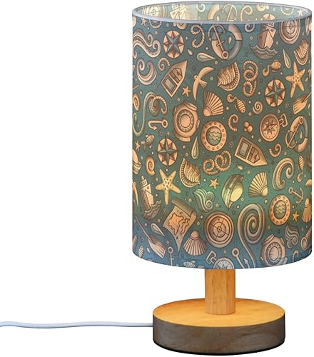 Miniatura 2 de Table Lamps Table Desk Lamp with Shade Cartoon Cute Nautical Marine Blue Lamp for Boys Classroom lámparas de Noche