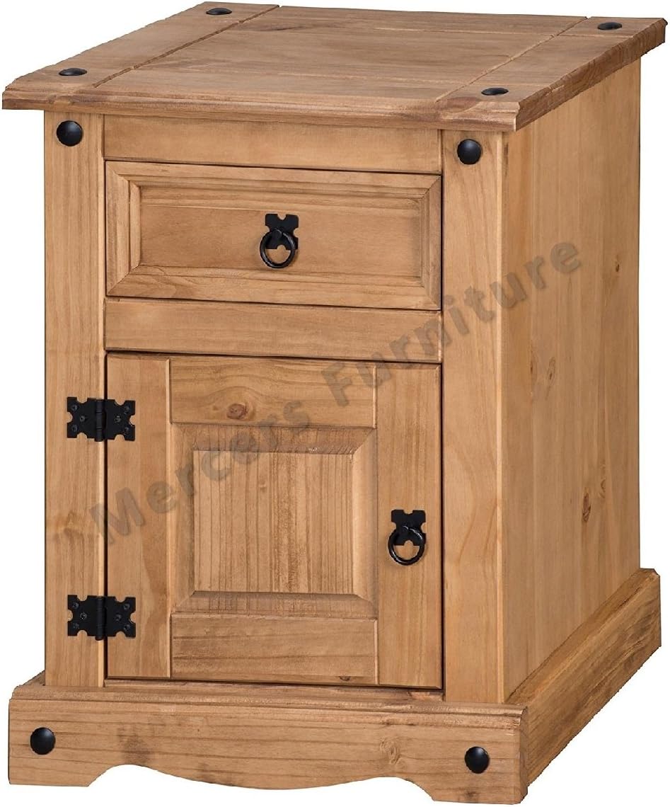 Corona 1 Door 1 Drawer Bedside Table Cabinet Mexican Solid Pine ...