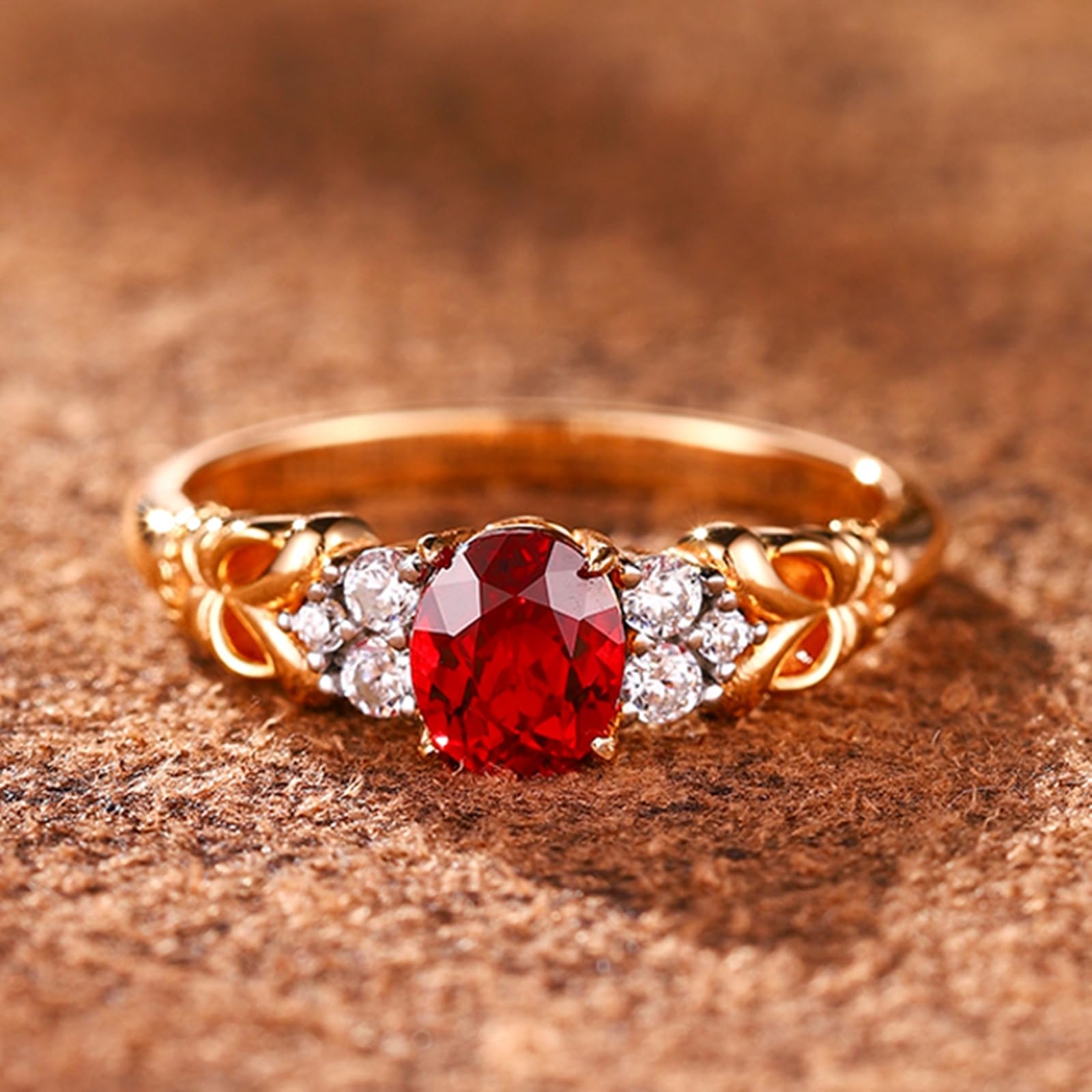 Beydodo Anello di fidanzamento in oro rosa 375 585 750, anelli di nozze in filigrana con rubino ovale da 1,2 ct e moissanite fedi nuziali da donna, misura 49 (15,6)-65 (20,7)