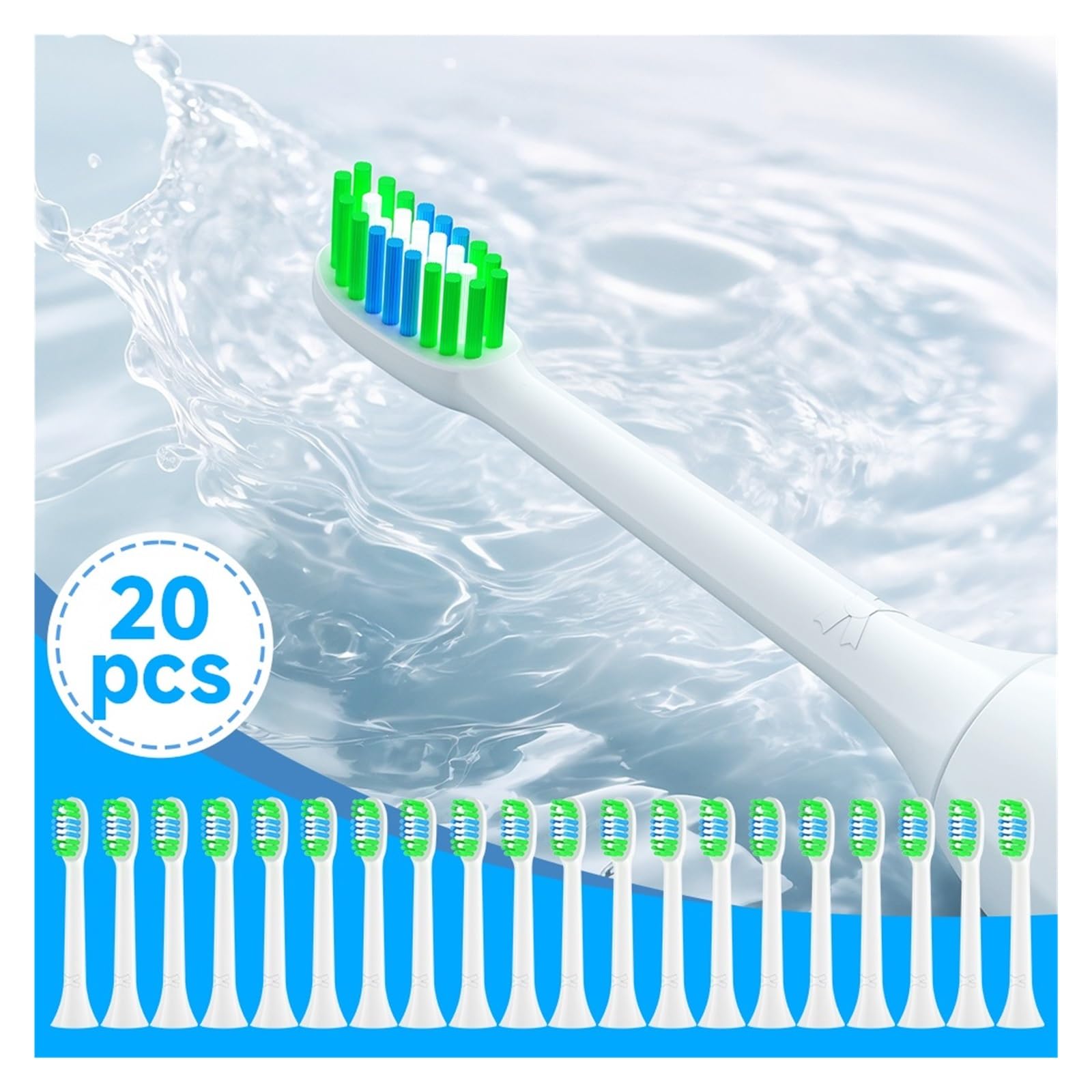 HB10 Bürstenköpfe, kompatibel mit Philips, 4/8/12/20PCS | Zahnbürstenköpfe aus Kunststoff für täglichen Wechsel und Mundpflege für Erwachsene(20HB10)