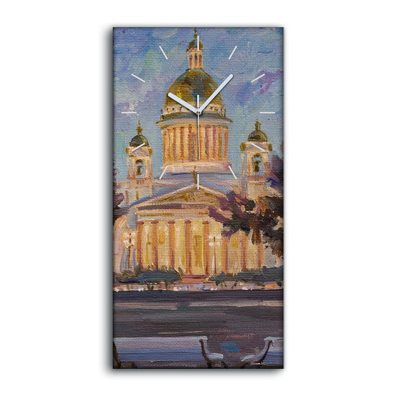 Horloge sur Toile Art Moderne Salon et Chambre Motif Cathédrale 30x60cm
