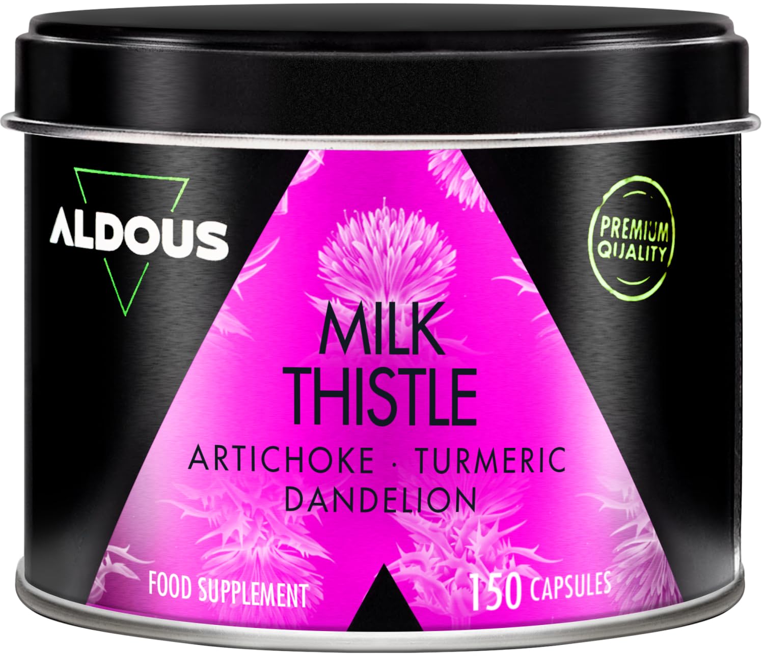 Mariendistel Kapseln mit Kurkuma, Artischocke, Löwenzahn und Desmodium - 150 Kapseln Detox - Maximale Entschlackende Dosis mit 80% Silymarin - Leberentgiftung, Bessere Verdauung - ALDOUS